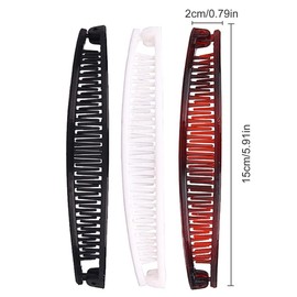 3Pcs Hair Clips, Vintage Clincher Combs Banana Hair Clips Claws Hair Grips Hair Accessories, Hair Clips (Black, White, Brown)