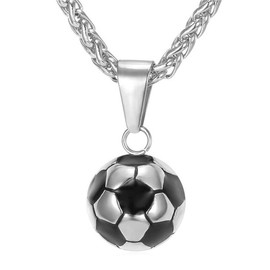 Gionatan Shop Football Necklace for Fans with Metal Ball Locket Trap Pendant and Chain Men Women Girls Boy Gift Silver Colour, League