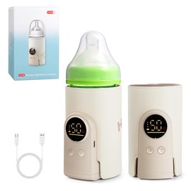 Portable Baby Bottle Warmer, Bottle Warmer Baby On the Go with LCD Display, USB Charging, 6 Adjustable Temperature Levels (38-50°C), Comfortable Baby Bottle Warmer for On the Go and Home