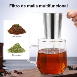 HAKUKU Filtro de Té, 2 Piezas Filtros de Café, Infusor de Te de Acero Inoxidable, Colador De Especias, Difusor de Malla con Asa，Colador Té Reutilizable para Hojas Sueltas/Café/Condimentos