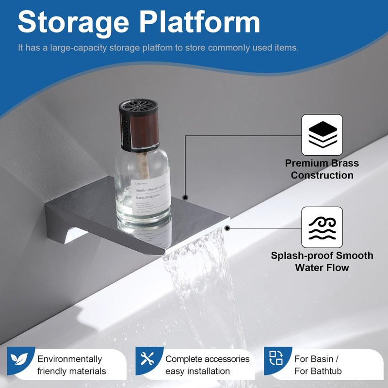 High Flow Waterfall Spout - Durable Polished Chrome Waterfall Tub