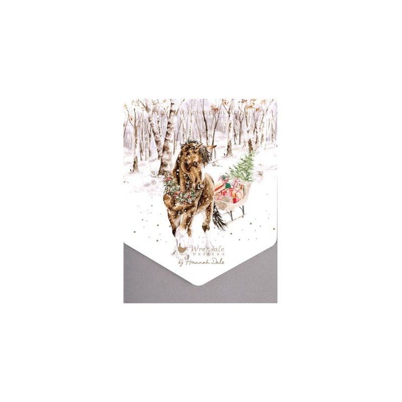Wrendale Designs Snowy Sleigh Ride Horse Christmas Card Set