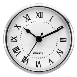 PATIKIL 3.5" 90mm Quartz Clock Insert, Round Quartz Movement Miniature Clock Mini Roman Numeral Clock Fit 78mm/3" Diameter Hole for Replacement Home, Silver Tone/White, Style 3