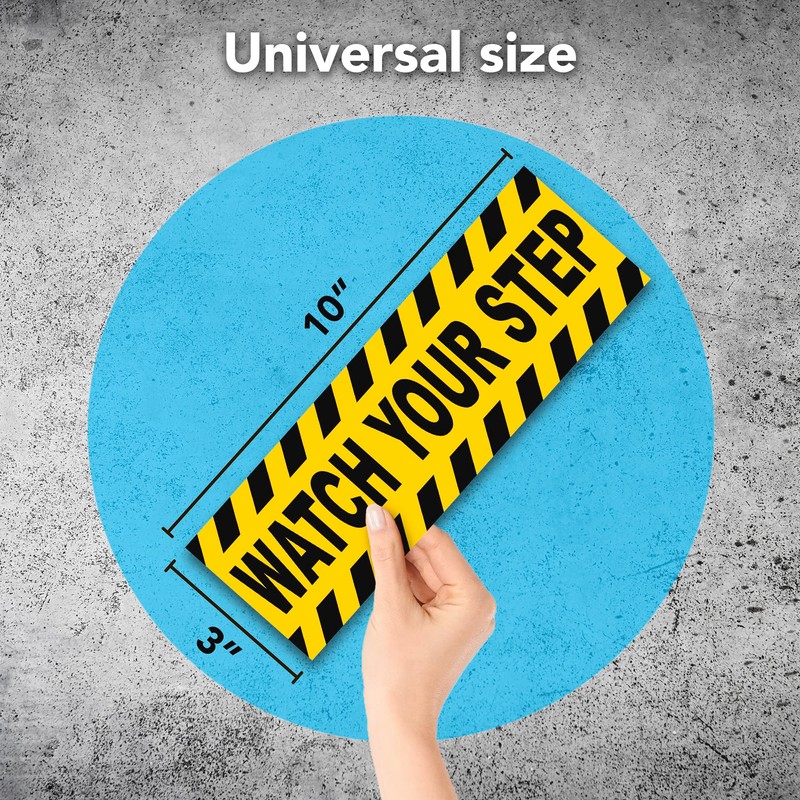 2 PC Watch Your Step Sticker, 10x3 Self-Adhesive Vinyl Caution