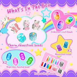 AMAZING TIME 130 Pcs Charm Bracelet Making Kit, Jewelry Toy for Girl Age 8-12 Beads Craft Set for 5 6 7 8 9 10 11 12 Year Old Teenage Birthday Gift