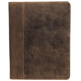 Greenburry Vintage Leather Writing Case A5 Conference Folder Documents College Folder BV-GB-5/W-25, brown