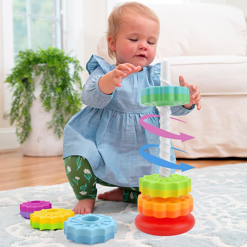 Ockyunoo Stacking Toy Rainbow Tower, Stacking Toy Rainbow Tower, Stacking