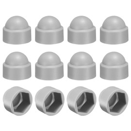 sourcing map 12Pcs Hex Nut Cover, M8x14x15mm Plastic Dome Nut Protection Cap Hex Screws Bolt Covers for Indoor Outdoor Furniture Automotive Bolts Decoration, Gray