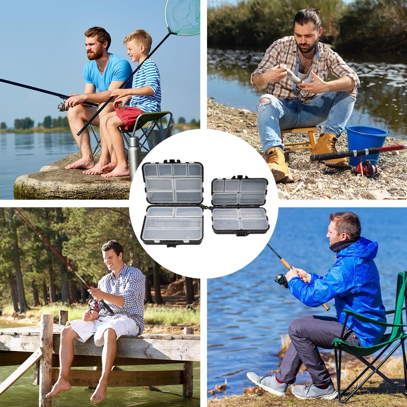 Pack of 2 Tackle Box, Double Compartment, Waterproof and Durable,