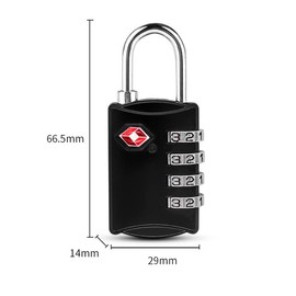 TSA Lock, Set of 2, US Travel Padlock, 4 Digit Dial Lock, Suitcase, Safe, Safe, Anti-Theft, Handbag, Gym Locker, School, Business, Warehouse, Bicycle, Small (Black)