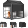 RUIHONG Outdoor Dog Kennel Cover 4'Dx4'Wx4.6'H Black Heavy-Duty Waterproof Dog