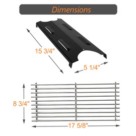 Cooking Grate and Heat Plate Replacement Parts for Master Forge BG179A, Cooking Grate Kit for Master Forge Grill Parts, 4 Pack Cooking Grate Kit for Master Forge Grill Replacement Parts