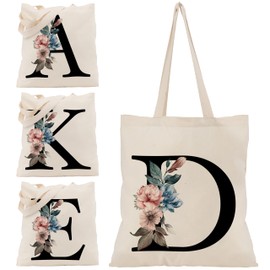 Initial Canvas Tote Bags for Womens - 35x40cm - Shoulder Tote Bag Birthday Gifts for Girl - Large Shopping Bag - Letter Bags (Initial #D)