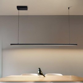 HuisMier Linear Pendant Light Fixtures, Modern LED Dimmable Pendant Lighting Adjustable Height Island Lights for Kitchen Dining Room Living Room Office Bar, 4000K, Black