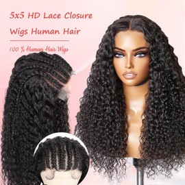 SODLIS 5x5 HD Lace Closure Wigs Human Hair Wear And Go Glueless Wigs Human Hair Pre Plucked With Baby Hair Ready to Go Deep Wave Lace Front Wigs Human Hair for Women (Black, 26 Inch, Curly)