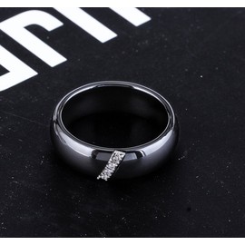 HIJONES Women's Ceramic Ring with Cubic Zirconia Wedding Band, Ceramic, Cubic Zirconia