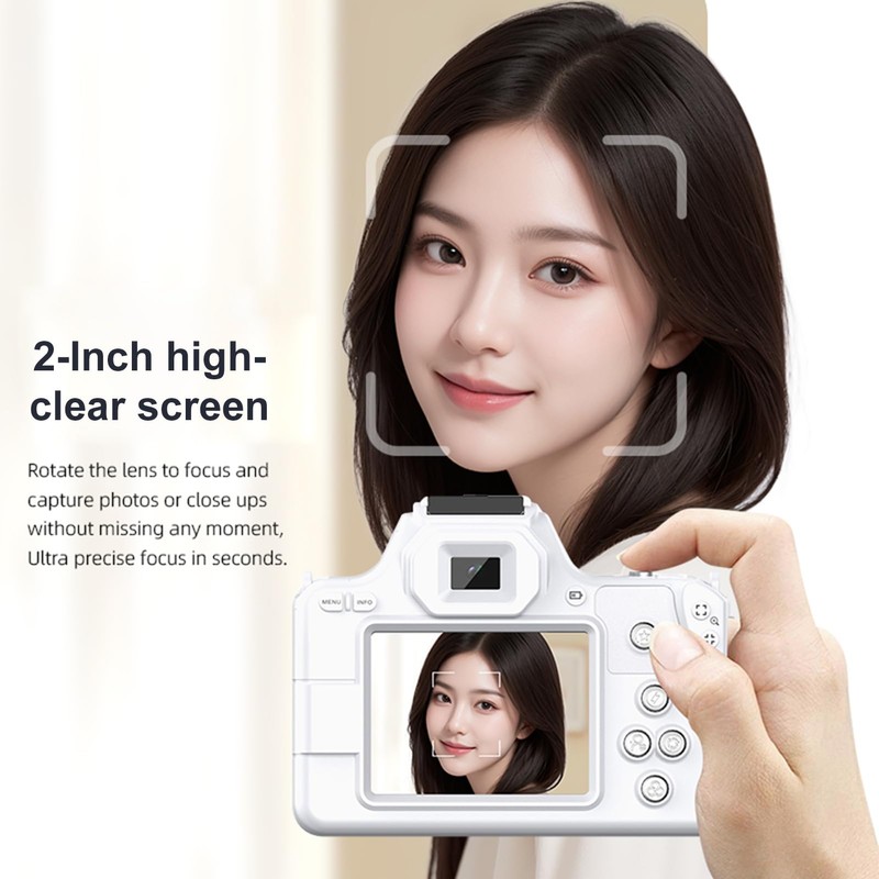 Digital Camera, 16X Optical Zoom, 2K 48MP Vlogging Camera, Rear