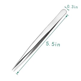 Precision Tweezers, Stainless Steel Pointed Tweezers for Craft, Electronics, Soldering, Medical and Experimental Work, Jewelry-Making, Industrial Tweezers