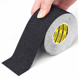 MILEQEE Anti Slip Tape, 2in x 16.4FT Non Skid Frosted Tape for Stairs, Hardwood Floor, Indoor Outdoor Stair Steps Treads, Non Slip Traction Strip, Safety Walk Waterproof, Prevent Slipping, Black