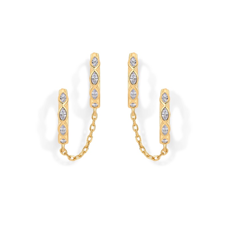 PAVOI 14K Yellow Gold Plated Chain Earrings for Women |