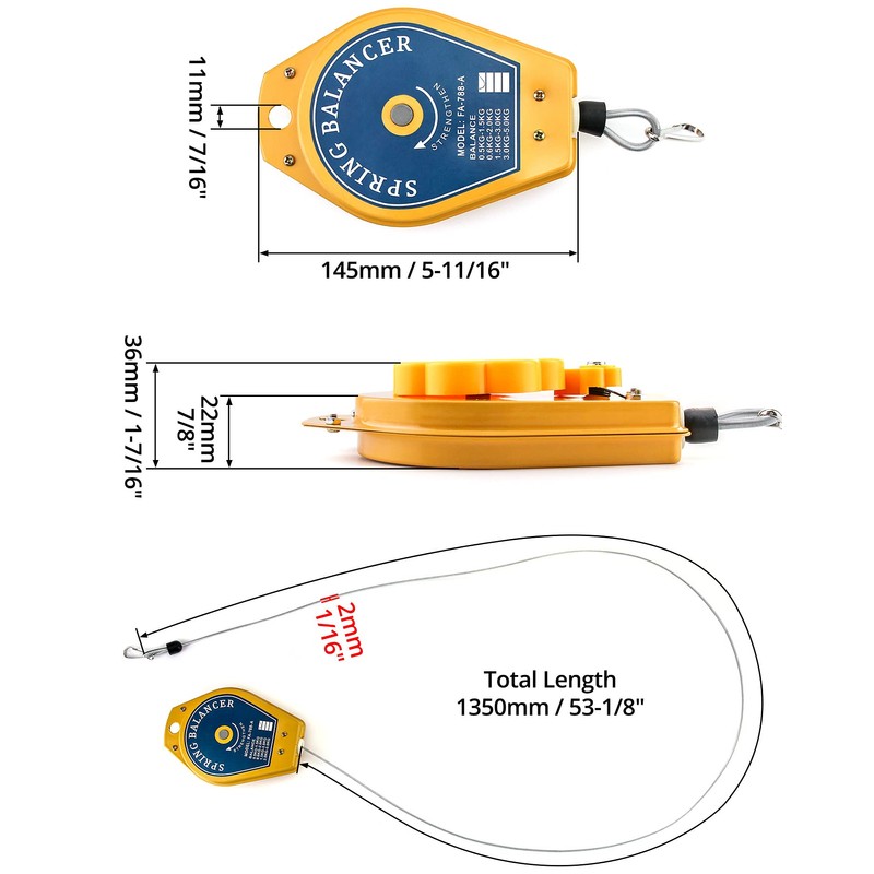 QWORK® Spring Hoist, Spring Balancer, Load Capacity 0.5 kg -