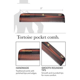 G.B.S Handmade Men and Women Comb Set- Pack of 3, Unbreakable Fine Toothed Mustache Comb, Eyebrow Comb Dressing Comb Pocket Comb - Portable Pocket Size for Styling Beard & Hair anytime, Tortoise MCT DCT PCT Combs