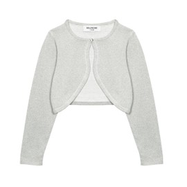 Bolerose Niñas Largo Manga Brillo Chaqueta Torera Chaquetilla (Plata, 9-10 años)