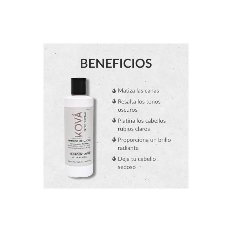 Shampoo Matizador Anticanas | Reduce Canas Gradualmente | Cabello Negro