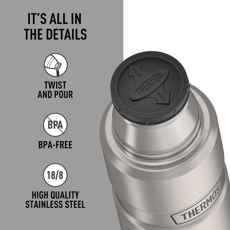 Thermos Stainless King botella compacta de 16 onzas, Acero inoxidable,