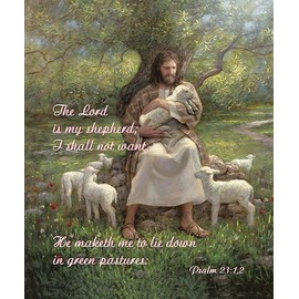 Virah Bella Inspirational Tapestry Throw Blanket 50" x 60" The Lord is My Shepherd Psalm 23:1 Fringed Woven Tapestry Throw - Cozy & Beautiful Religious-Themed Blanket