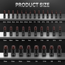 DISEN 32-Piece HEX Bit Socket Set, SAE & Metric Allen Wrench Socket Set with Enhanced Storage Case, Premium Heat Treated Chrome Vanadium Steel & S2 Alloy Steel