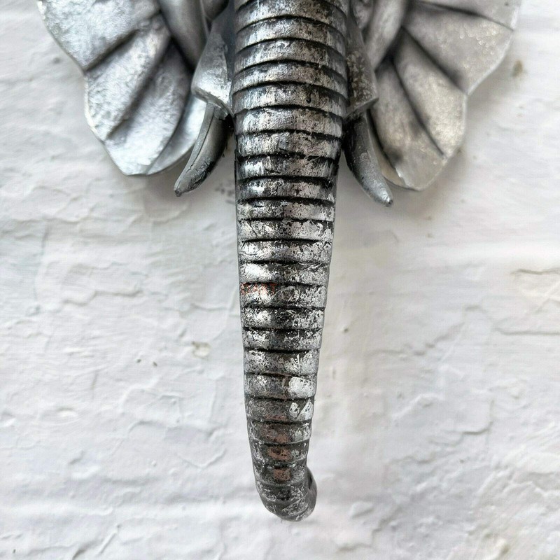 Darthome Ltd Silver Elephant Head Bust Wall Mounted Home Statue