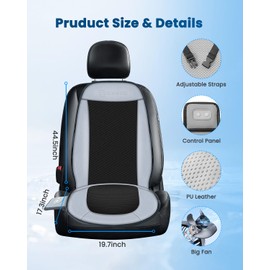 COMFIER Black 12V Cooling Car Seat Cover Cushions, Front Seat Covers for Cars SUV Universal