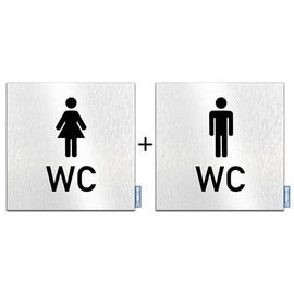 Türschilder24 Aluminium Dibond Sign, Door Sign, 120 x 120 x 3 mm, Toilet Toilet Set for Men and Women, 100% Made in Germany (Set Women + Toilet, Men + WC)