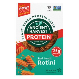 Ancient Harvest Gluten-Free Plant-Based High-Protein Vegan Pasta, Red Lentil and Quinoa Rotini, 8 Ounce Boxes (Pack of 6)