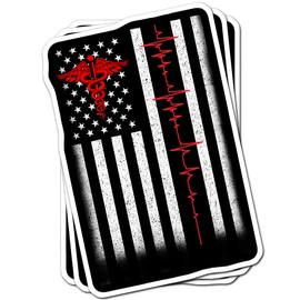 American Flag Design Patriotic Nurse Caduceus Heartbeat Line Medical 3Pcs/Pack Nursing Sticker Die Cut Vinyl Decal For Laptop Cute Nurse Stickers For Cars Nurses Decals for Cups Funny Nursing