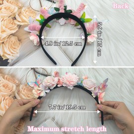 XCSJ Flower Hair Wreath Flower Headband Women Girls Flower Crown Flower Headband Bridal Headpiece Hair Accessories for Wedding, Festival, Party, Beach, Travel Photography (Pink, M)
