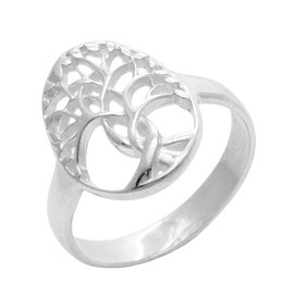 Silverly Women's 925 Sterling Silver Polished Oval Wicca Celtic Tree of Life Band Ring