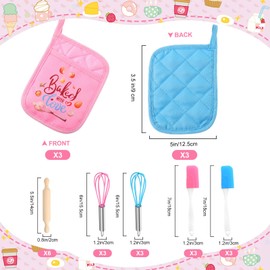 RoundFunny 48 Pcs Kids Baking Supplies for Real Cooking Games Prize Party Favors, with Kitchen Utensil, Pot Holders, Spatula, Rolling Pin, Whisk for Kids Gifts, Baking Cooking Party (Medium)