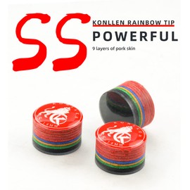 KONLLEN Rainbow Pool Tip with Transparent SX/SS/S/M/MH/H 11 mm/14 mm Pool Cue Tip 9 Layers Cue Head Accessories 1 Piece (14 mm SS Red)