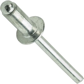 Fastenere Pop Rivets - 3/16" x 1/4" (100pcs) Heavy Duty, Open-End, Aluminum, Dome-Head Blind Rivets, Corrosion-Resistant, High Tensile & Shear Strength, 6-4 Gap 0.188"-0.250"