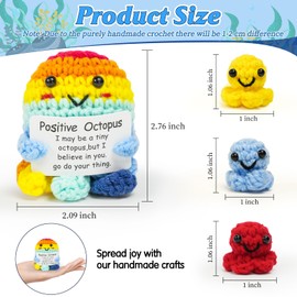 HOMWAMEE Positive Animals, Mini Knitted Crochet Positive Animals Emotional Support Wool Doll for Motivational Gift Party Decoration Women Teens Teacher Graduation (Octopus Mother and Baby)