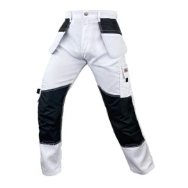Notus Men s Work Casual Tactical Cordura Knee Carpenter Construction Utility Cargo Work Trousers Pants S2 White 32-32