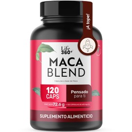 LIFE 360+ Maca | 120 Cápsulas | 1210 mg | Mezcla de Maca Negra Amarilla y Roja | Ingredientes de origen natural | Suplemento Alimenticio | Sin Colorantes Artificiales | Tomar 2 Cápsulas al Día