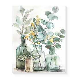 Ninonly Paint by Number Kits Framed Canvas, Eucalyptus Paint by Numbers Arts and Crafts Kits for Adults Beginner, Paint Brushes, Acrylic Paint, 9 * 12 Inch