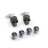 Black Skull Cufflinks and Dress Shirt Studs Set for Tuxedo