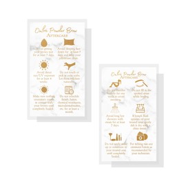 Ombre Powder Brow Aftercare Instructions Cards | 50 Pack | Double Sided Size 2x3.5" inches Business Card | Marble Look and Gold Design