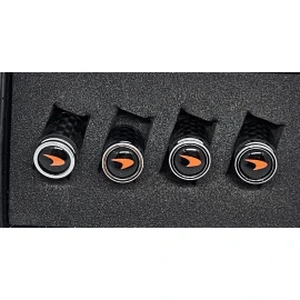 Exotic Carbon Fiber McLaren Orange Swoop Only Carbon Fiber Tire Valve Caps-Brand New !!