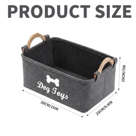 BaiDrivora Dog Toy Basket - Cute Pattern Pet Storage with Wooden Handles, Dog Toy Box, Foldable Dog Toy Storage for Toys Blankets Leashes Home & Travel