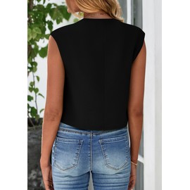 PRETTYGARDEN Women's Suit Vest Crop Tops 2025 Summer Dressy Business Casual Work Office Clothes Trendy Blazer Waistcoat (Black,Small)